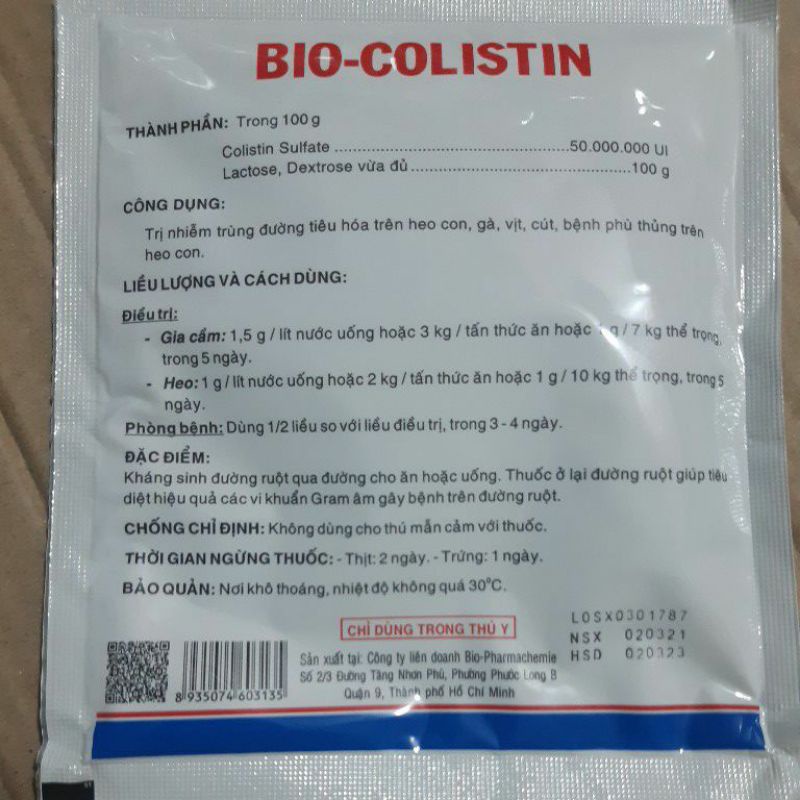 Bột pha Bio Colistin 100g