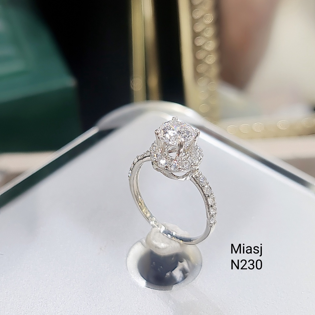 Nhẫn nữ bạc Ý S925 nạm đá xoàng 2 tầng cao cấp MiASJ N230 sang trọng