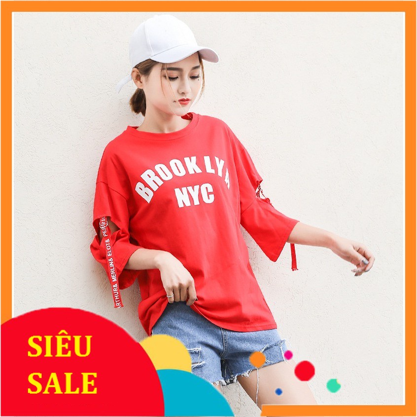 Áo Thun Cotton Tay Lỡ NYC Đỏ Năng Động
