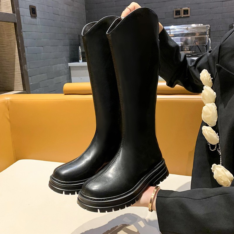 IELGY Giày Bốt Hiệp Sĩ Đế Dày Có Khóa Kéo Sau Lưng Cho Nữ