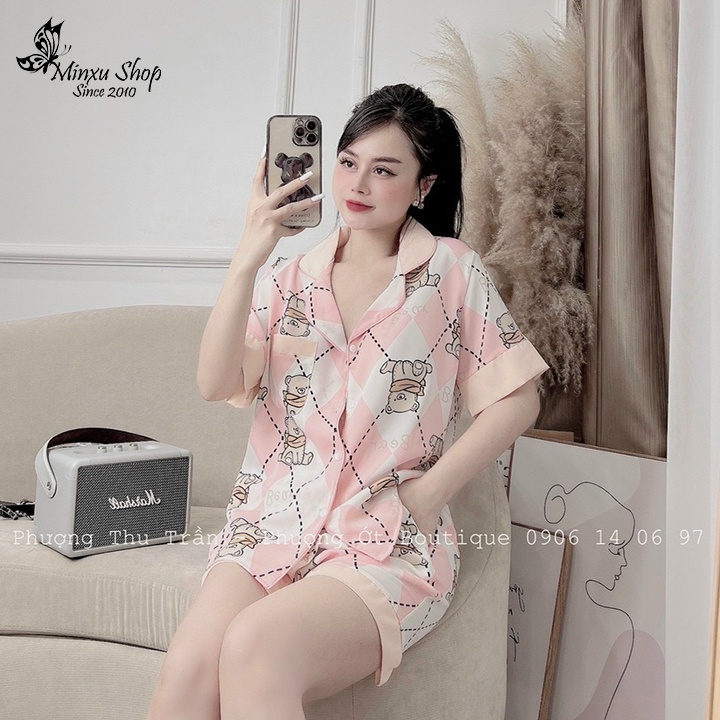 Đồ Ngủ Pijama Lụa Mango Tay Ngắn Quần Đùi Siêu Xinh, Phom Thoải Mái Rộng Rãi, Mềm Mịn, Độc Lạ MÃ PC