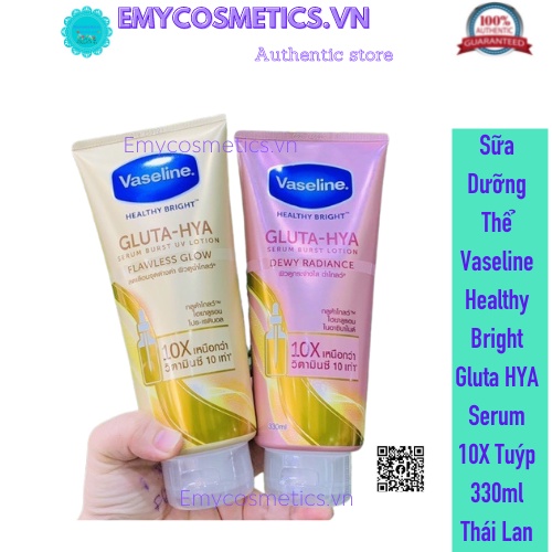 Sữa Dưỡng Thể Vaseline Healthy Bright Gluta HYA Serum 10X Tuýp 330ml Thái Lan