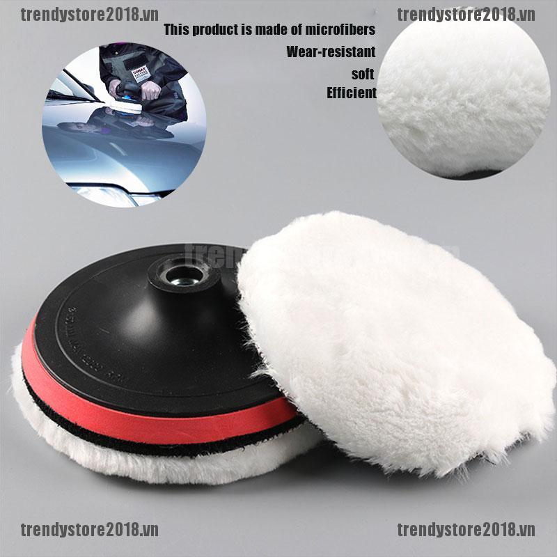 Bộ 5 Miếng Đệm Len Mềm Đánh Bóng Xe Hơi Màu Trắng