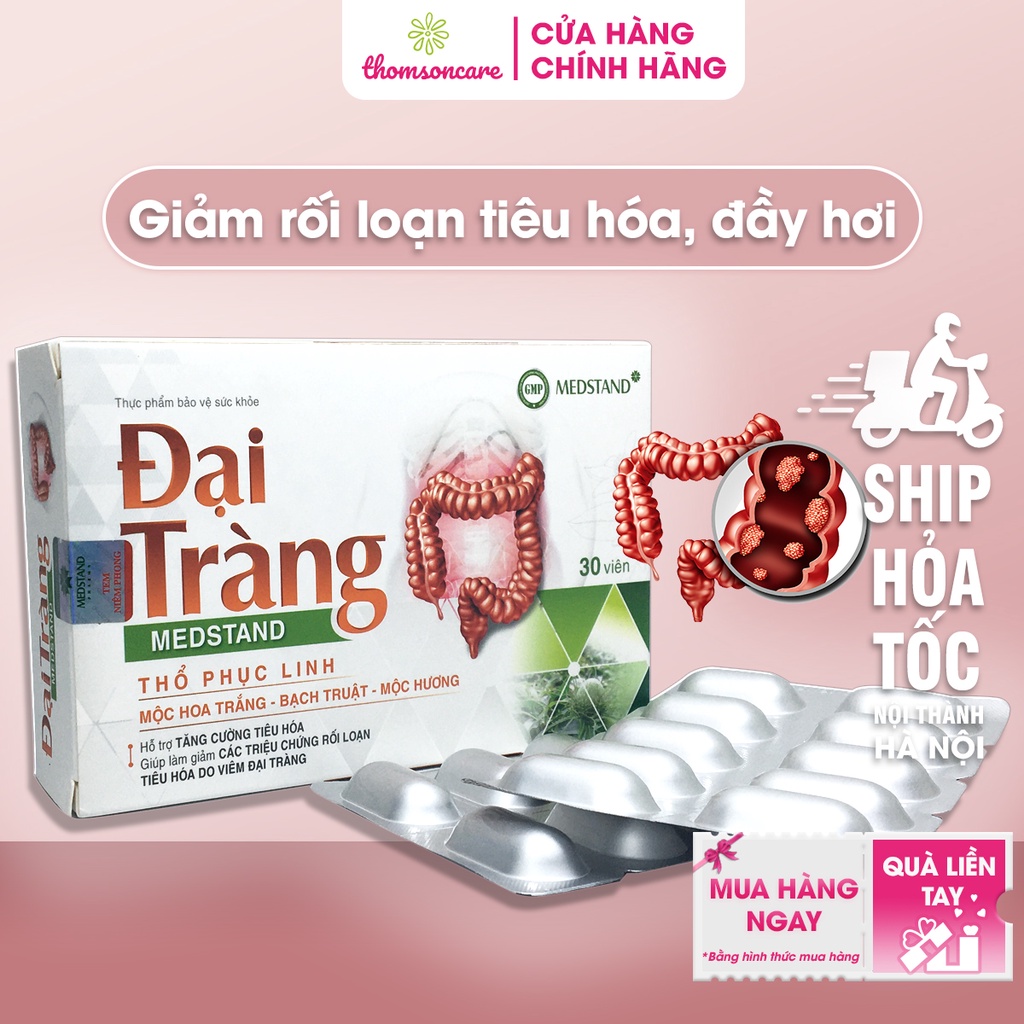 Đại Tràng Medstand - Hỗ trợ tăng cường tiêu hóa, giảm rối loạn tiêu hóa từ mộc hoa trắng và thảo dược - Hộp 30 viên