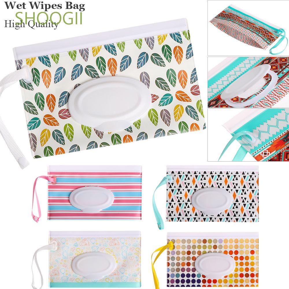 SHOOGII Fashion Clean Wet Wipes For Stroller Cosmetic Pouch With Easy-Carry Snap-Strap Outdoor Bag