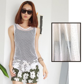 Vải ren lưới trắng may áo choàng bơi, áo váy thời trang, đồ decor trang trí, khăn trải khổ 2,2m - Giá 0.1m