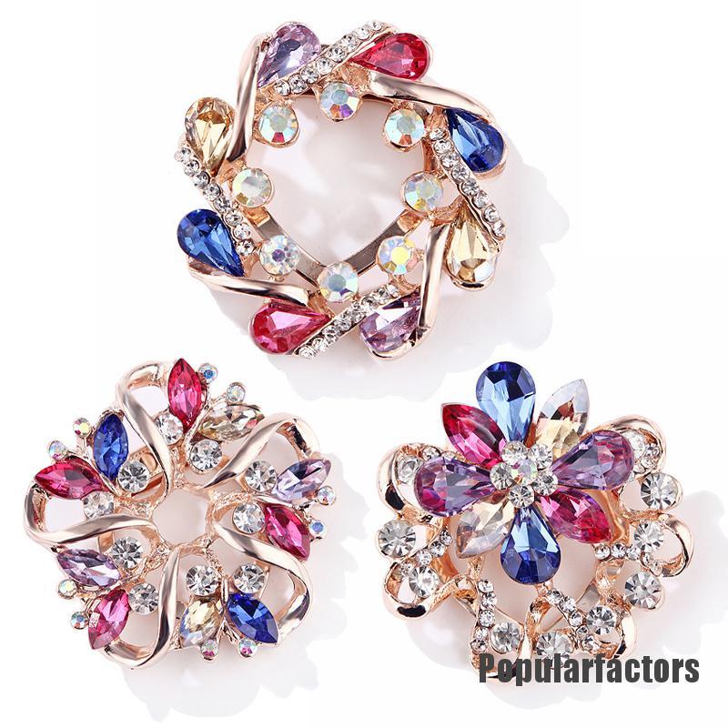 Ghim cài áo hình vòng hoa đính đá nhân tạo thời trang
