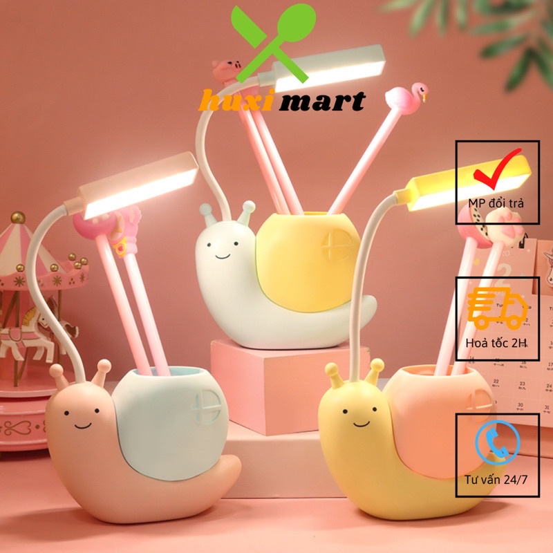 Đèn Để Bàn Đèn Học Nhỏ Gọn Chống Mỏi Mắt Kèm Hộp Đựng Bút Hình Ốc Sên Dễ Thương