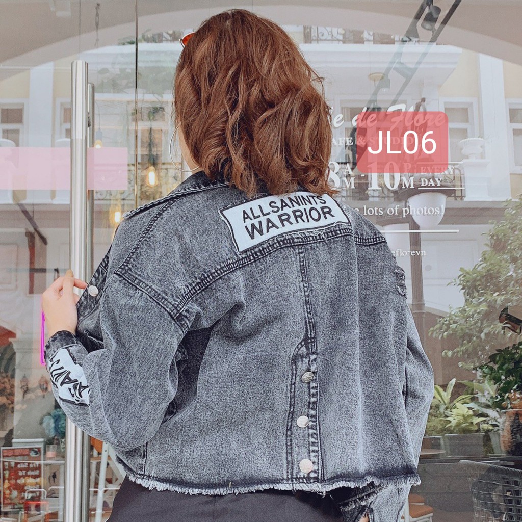Áo Jean Lửng Thêu Chư Áo Khoác Rin Dáng Croptop Chất Vải Denim Loại 1 Jl06