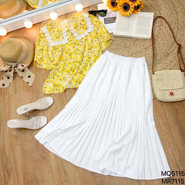 Chân váy midi trơn xếp ly | BigBuy360 - bigbuy360.vn