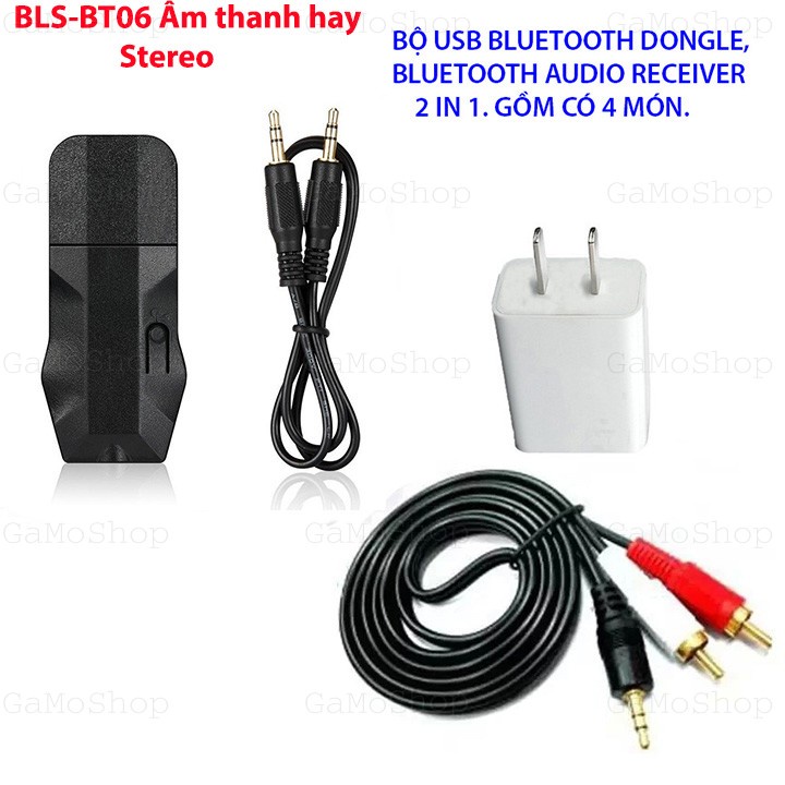 BO4_Bộ USB Bluetooth 5.0 BT06 Dongle tạo bluetooth cho loa và amply 4in1