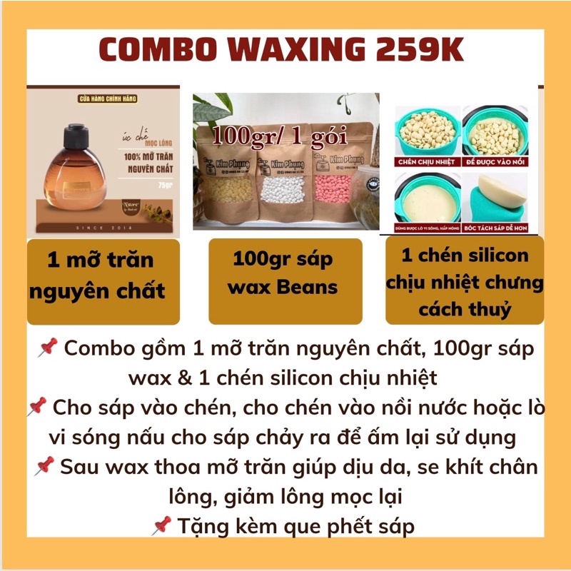 Combo Sáp wax Beans, mỡ trăn Nstore kèm chén silicon chịu nhiệt chống dính triệt lông tay, chân, nách, ria mép,vùng kín