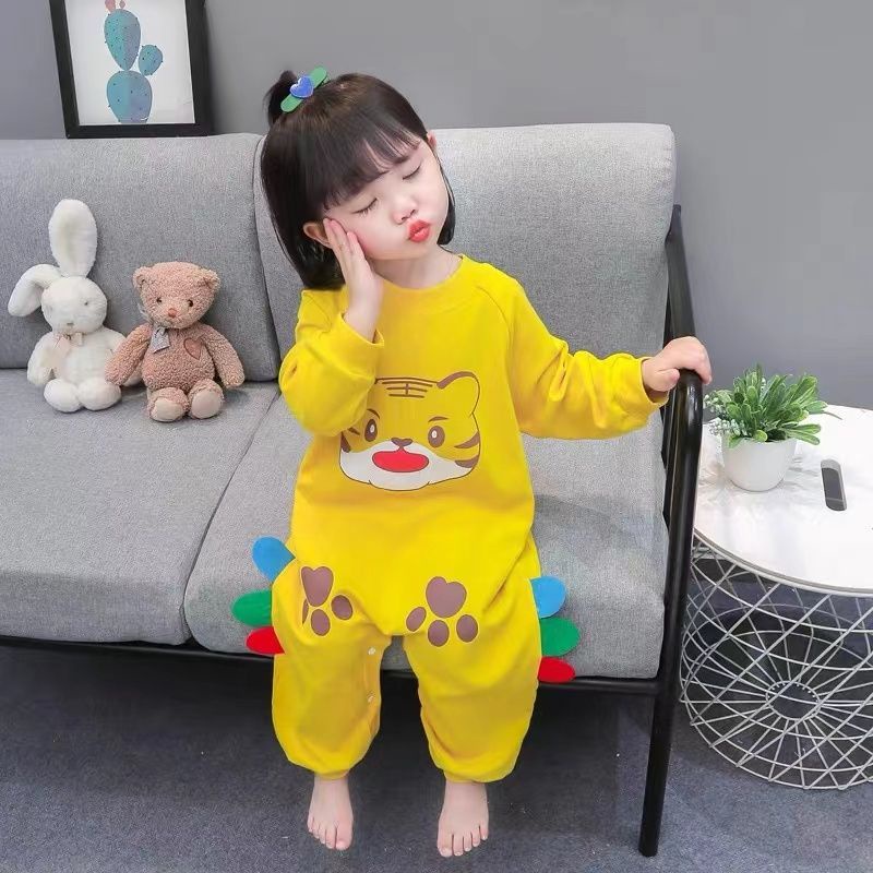 * * B Ng B * Bộ Đồ Ngủ Liền Thân Tay Dài Chống Đá Giữ Ấm Mùa Thu Đông Cho Bé Trai Và Bé Gái