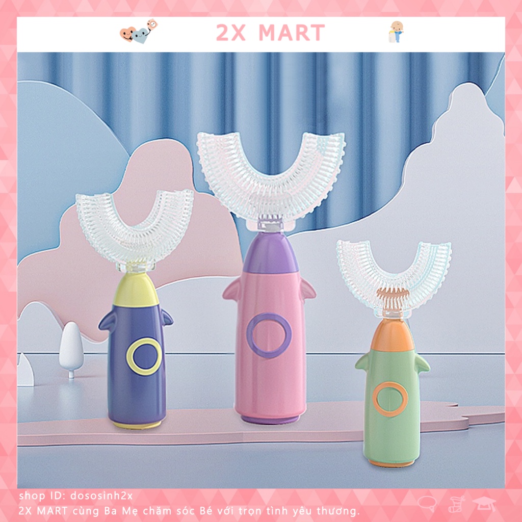 Bàn chải đánh răng cho bé hình chữ U bằng Silicone dành cho bé 1-12 tuổi