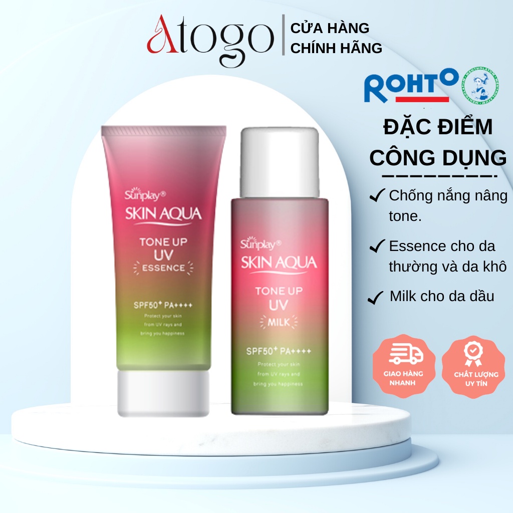Kem Chống Nắng Cho Da Nhạy Cảm Sunplay Skin Aqua Tone Up Uv Happiness Aura (Rose)50g