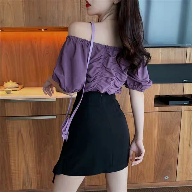 Chân váy nhún đắp vạt dài C021