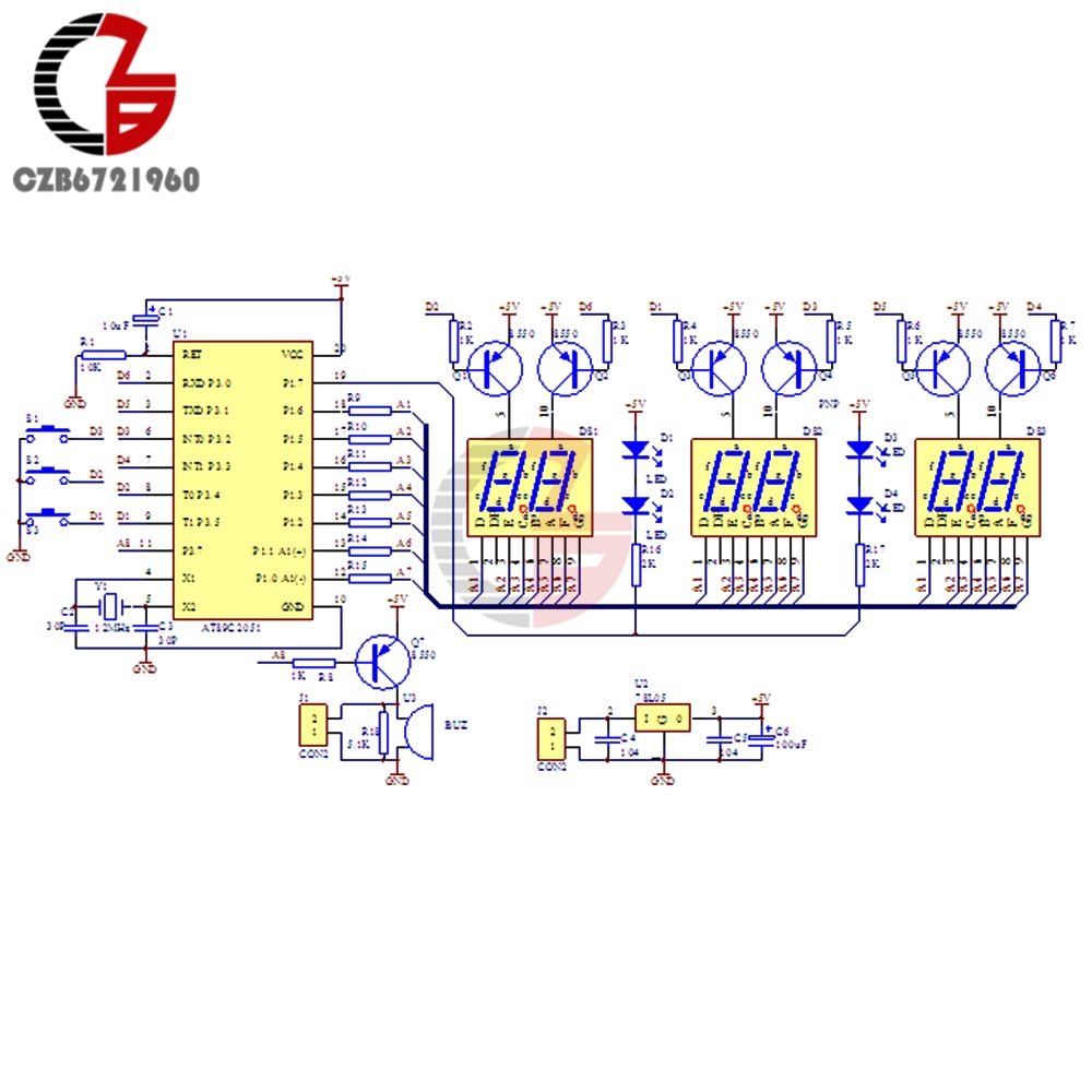 12V C51 Electronic Clock DIY Kit LED Digital Horologe Suite Timer Module with Button Switch for Alarm Countdown Clock Stopwatch | BigBuy360 - bigbuy360.vn
