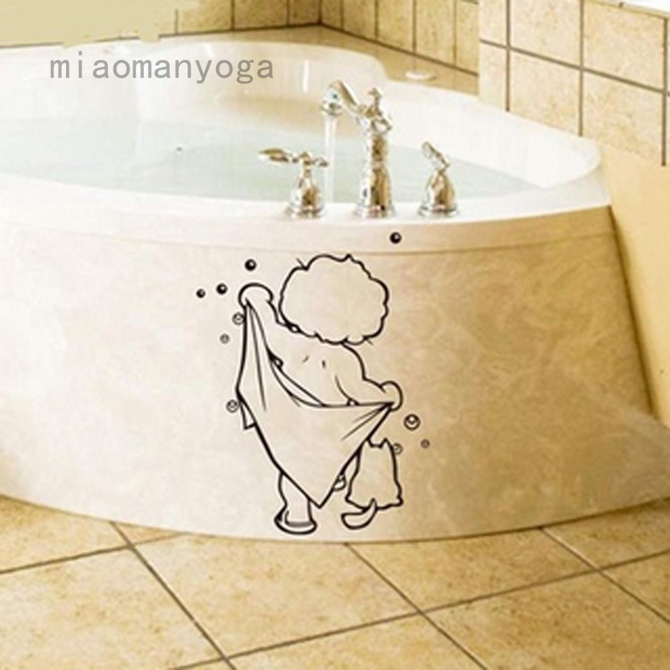 Miếng Dán Tường Trang Trí Phòng Tắm Màu Đen Dễ Tháo Gỡ