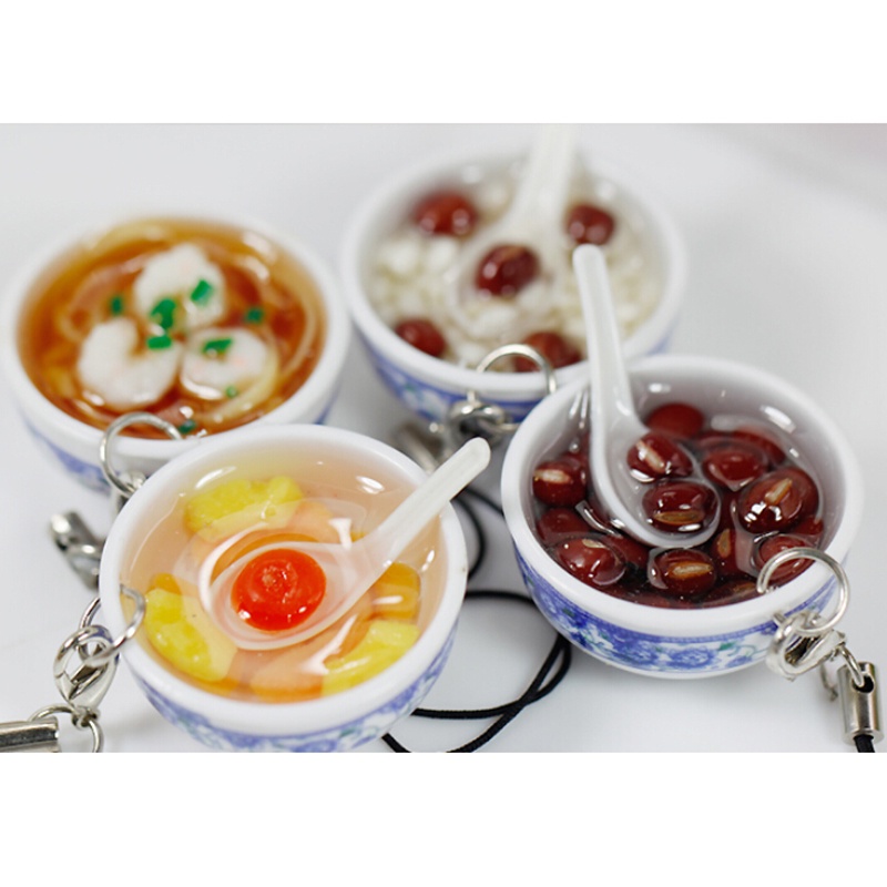 Móc khóa trang trí hình thức ăn Trung Hoa bằng nhựa độc đáo dễ thương