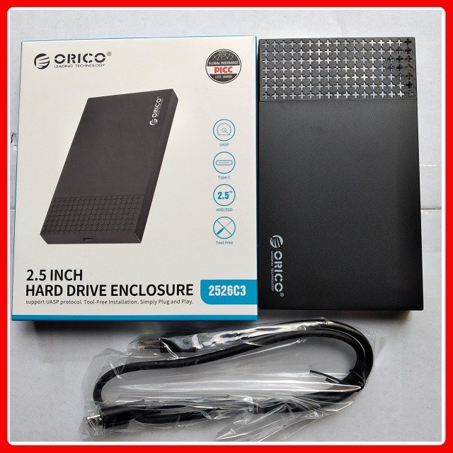 Hộp ổ cứng ORICO 2526C3-BK 2.5&quot; SSD/HDD SATA 3 USB3.1 Gen2 Type-C - Hàng chính hãng Bảo hành 12 tháng