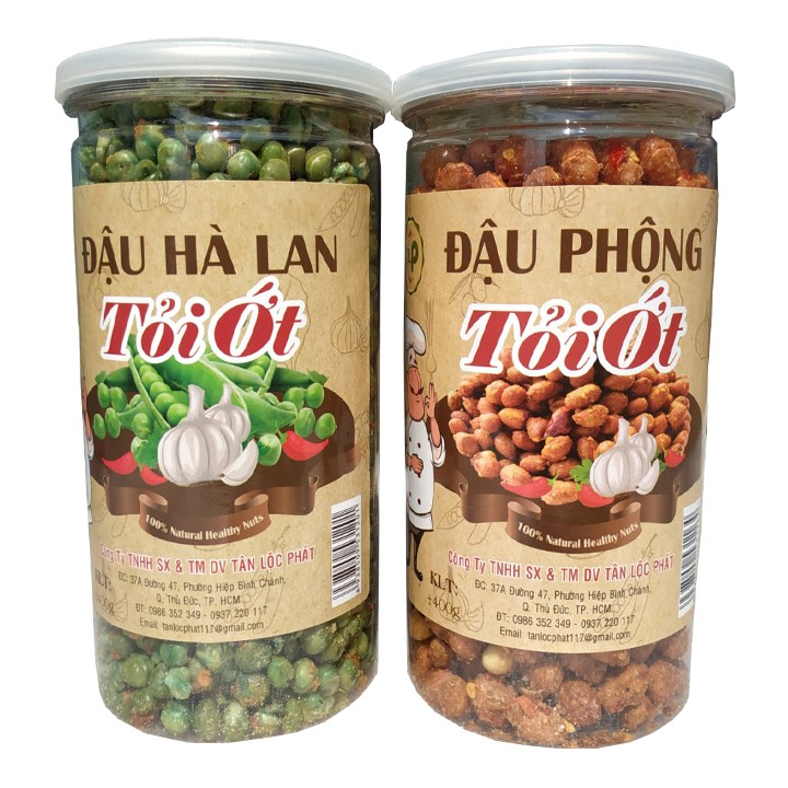 COMBO HŨ ĐẬU HÀ LAN VÀ ĐẬU PHỘNG TỎI ỚT 800G