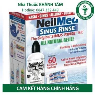 ! Bộ dụng cụ rửa mũi NeilMed Sinus Rinse Kit 60 sachets (1 bình + 60 gói muối) [Nelmed, neomed, nelmet] ! !