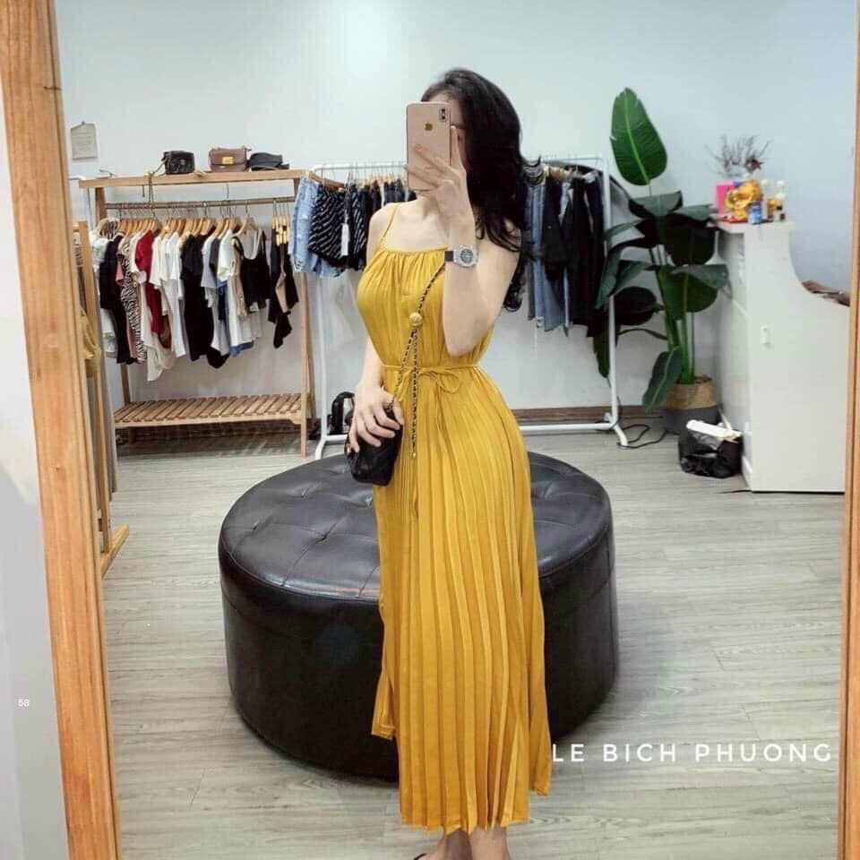 Đầm maxi dáng dài xếp ly cột eo - MX1