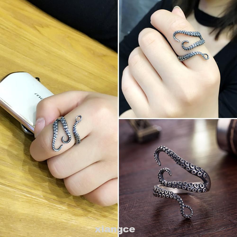 Men Women Classic Fashion Party Charm Punk Adjustable Size Jewellery Octopus Tentacle Opening Ring