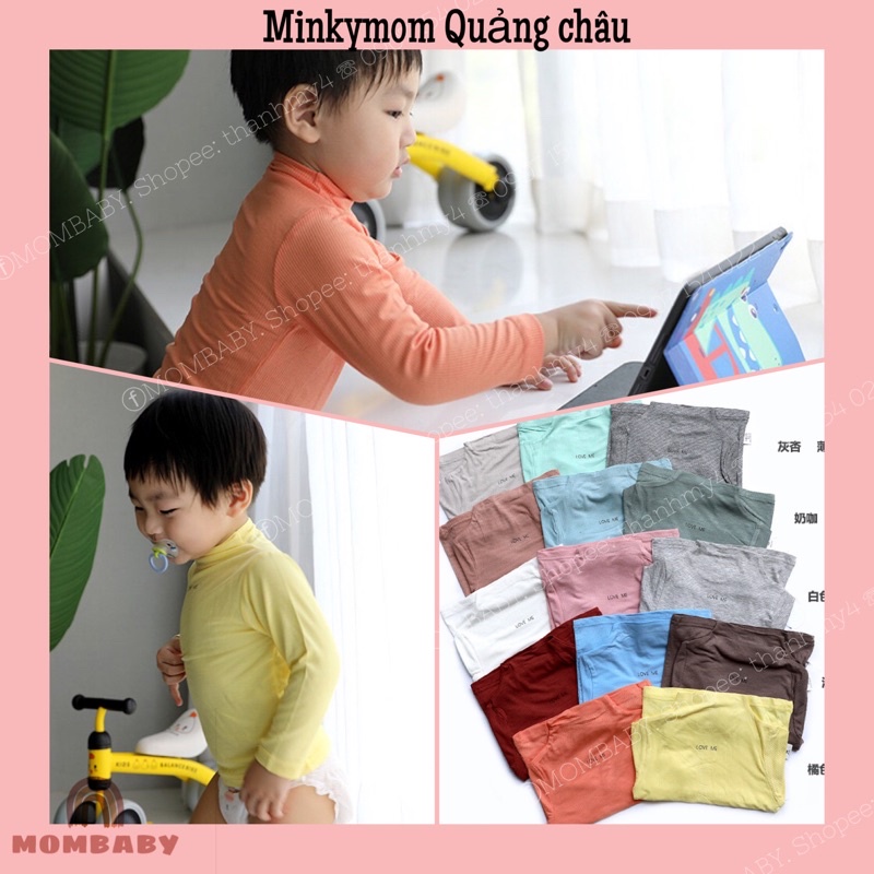 [Minkymom QC] Áo Giữ Nhiệt Cổ Cao Thun Tăm Co Dãn Cho Bé - chính hãng quảng châu