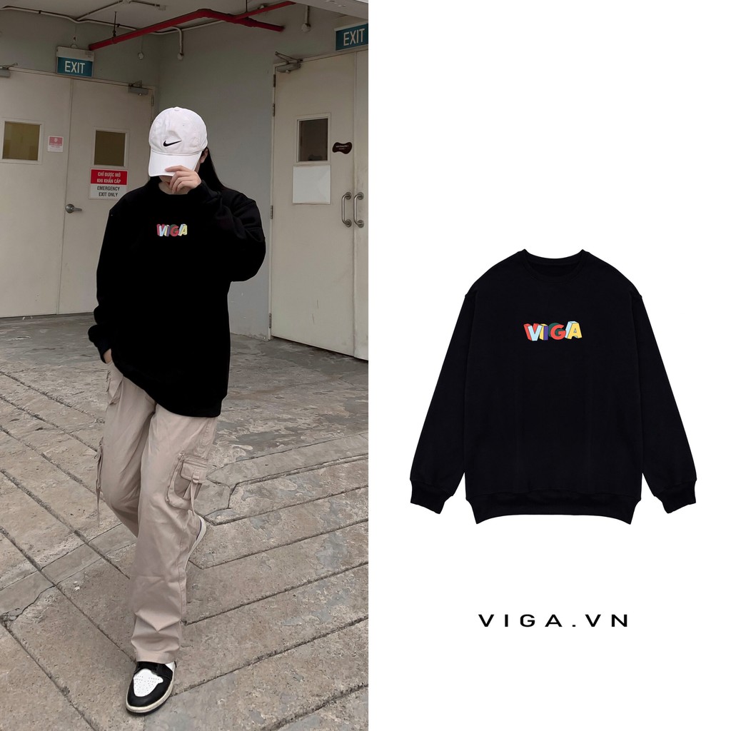 Áo nỉ cổ tròn Viga Colorful