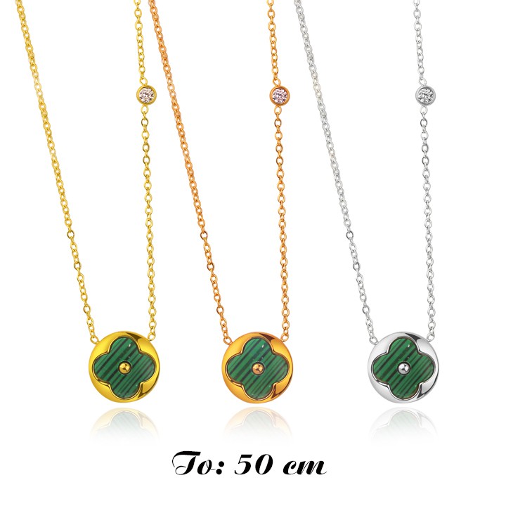 DÂY CHUYỀN TITAN HOA L V NỀN XANH TN186 siêu đẹp, bền màu, chuẩn thời trang