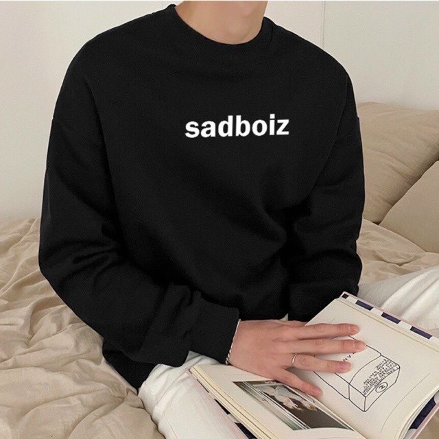 ÁO SWEATER NỈ UNISEX IN SADBOIZ TRƯỚC VÀ SAU PHOM NAM NỮ CỰC ĐẸP