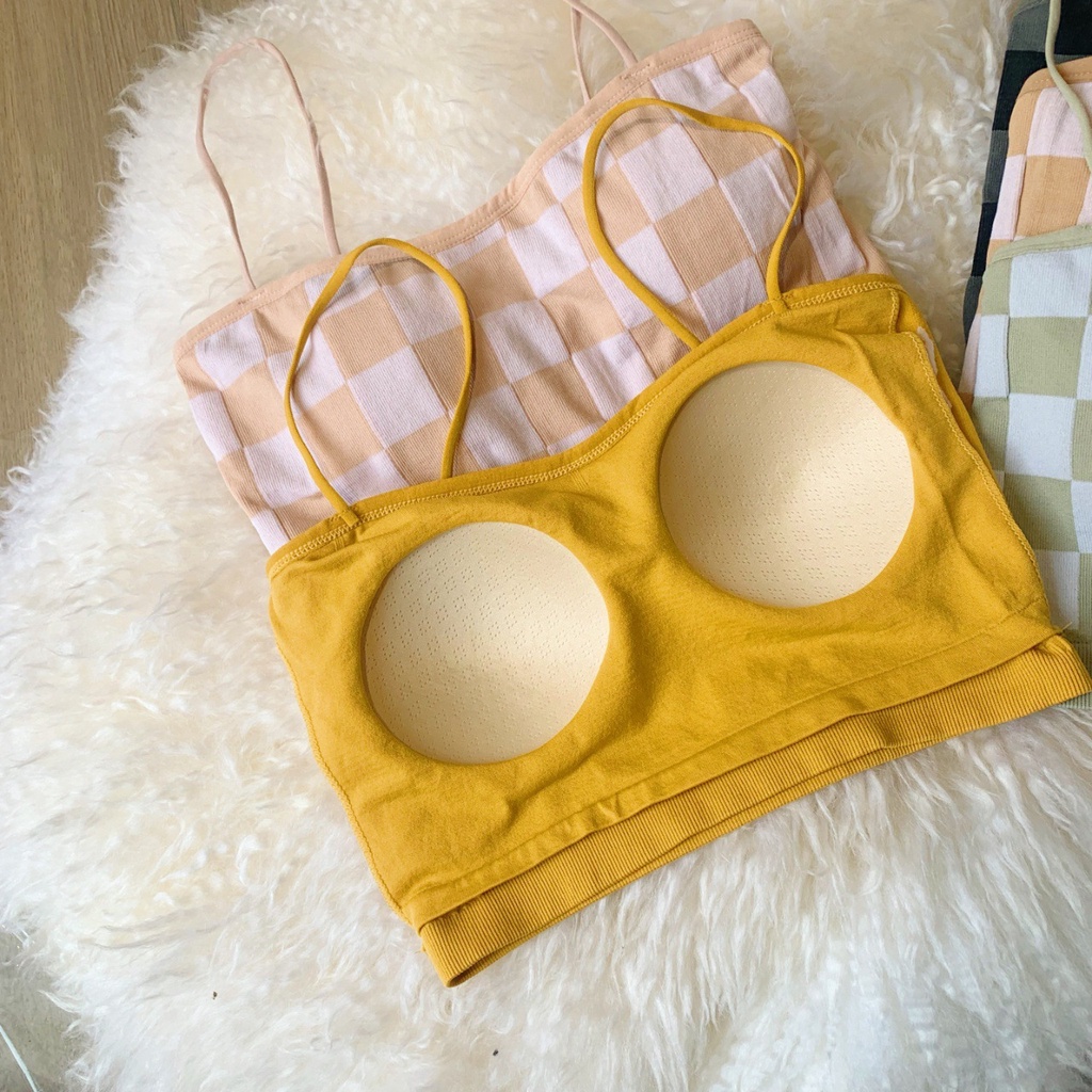 Áo hai dây IELGY ôm ngực kẻ sọc caro