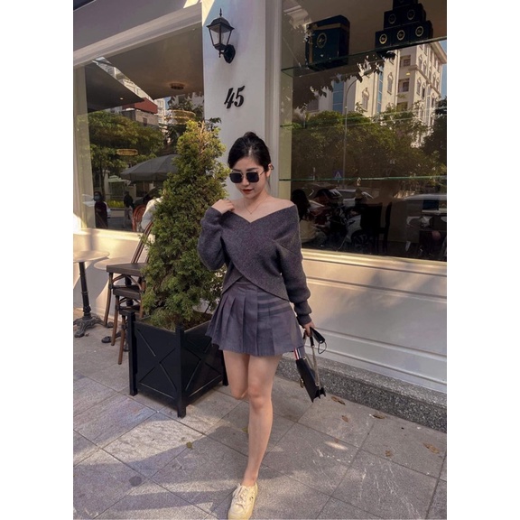 Áo len vạt chéo 4 màu Hàn Quốc