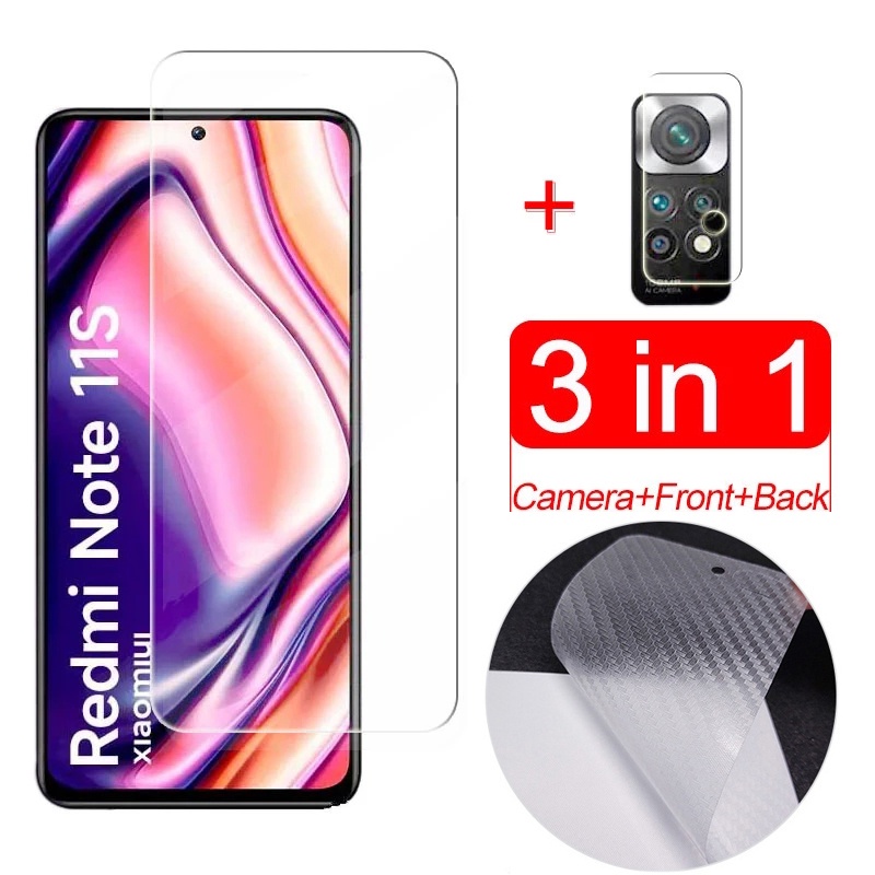 Kính Cường Lực 3 Trong 1 Bảo Vệ Màn Hình Cho Xiaomi Redmi Note 11s 11 10 5G 9s 9 Pro Max 10s Pro+