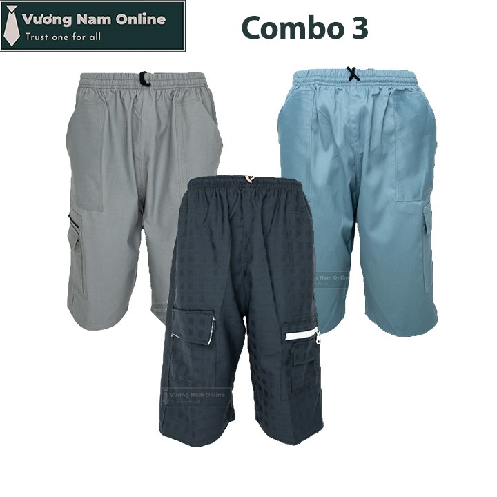 Quần túi hộp nam 3 cái ống rộng trung niên lưng thun VN55G