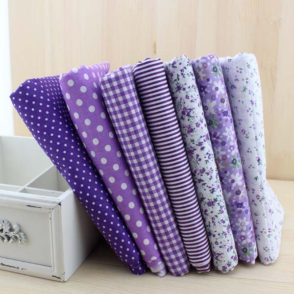 Bộ 7 Món Đồ cotton Vải cotton Màu Tím Họa Tiết Đốm Đốt Mỡ