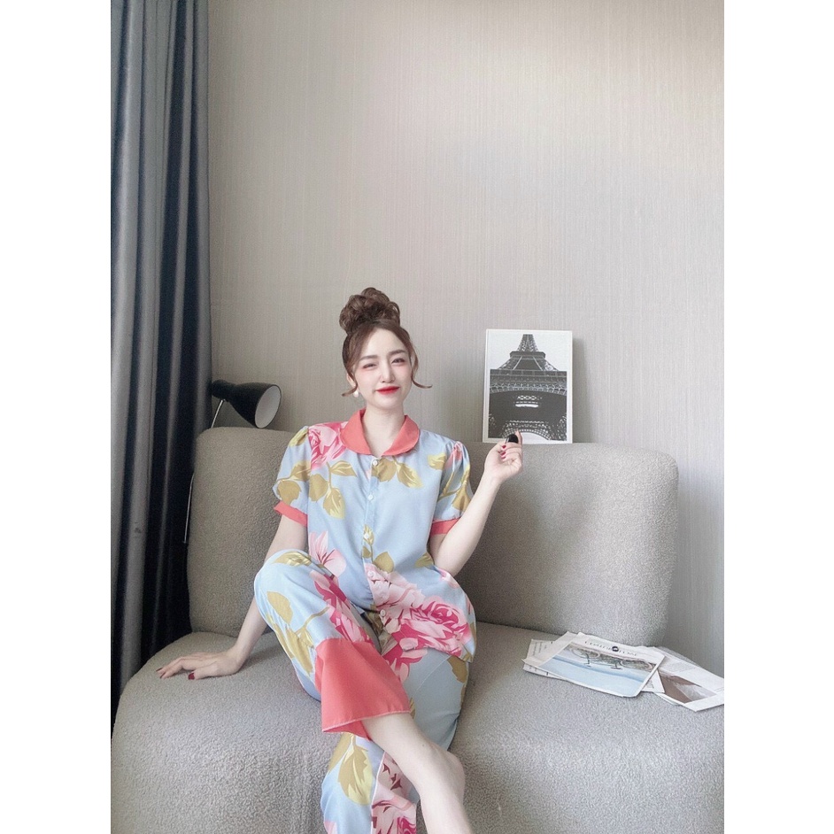 🎀Sét đồ ngủ cổ sen 🎀quần dài lụa hàn siêu xinh mặc nhà🎀 Đồ bộ freesize giá rẻ | BigBuy360 - bigbuy360.vn