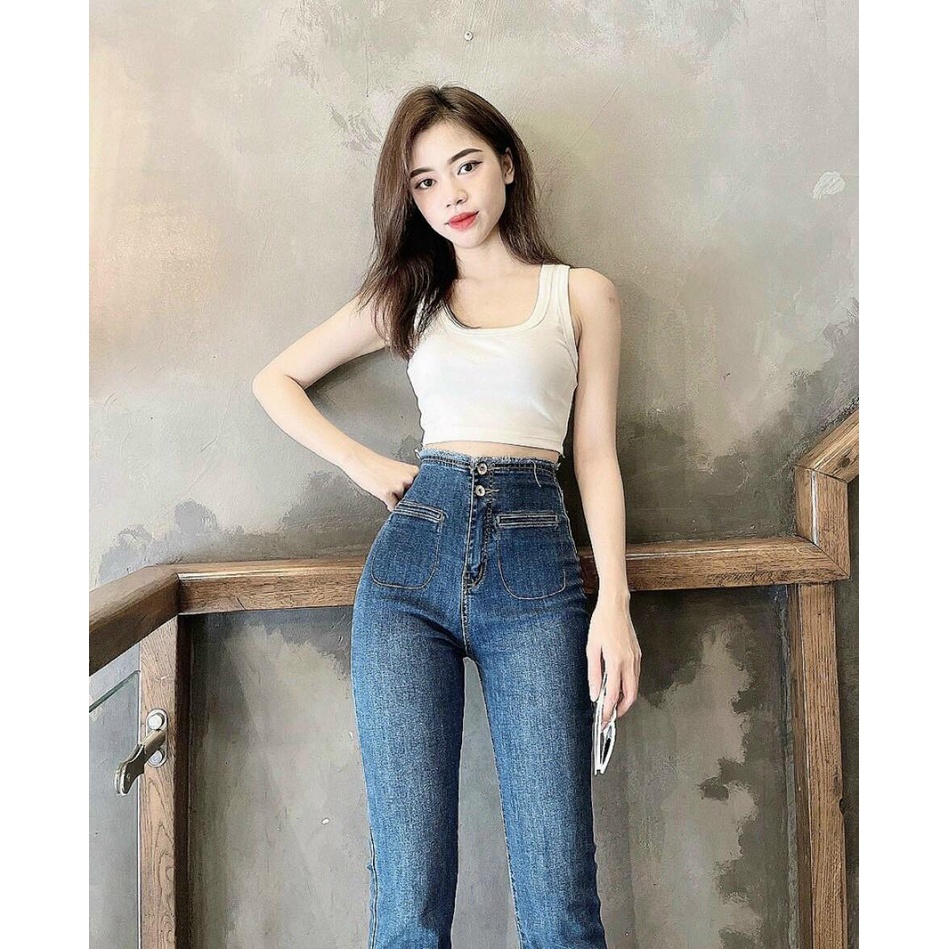 QUẦN JEANS ỐNG LOE LƯNG CAO