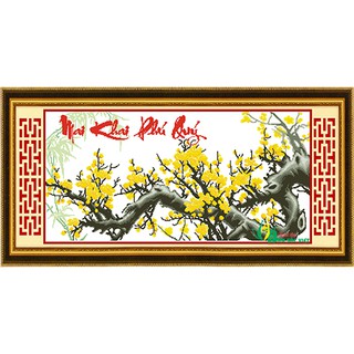 Tranh thêu Cành mai vàng (Mai khai phú quý)  HQ008-2