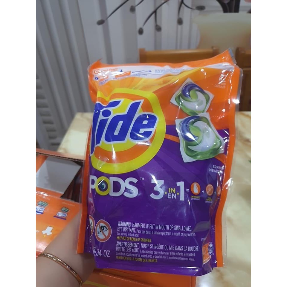 Viên Giặt Xả Quần Áo Tide Pods 3in1 của Mỹ - Bịch 42 viên 967gr