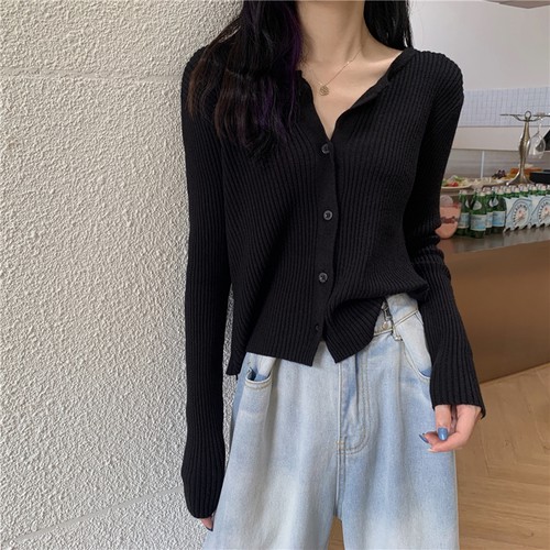 Áo khoác cardigan nữ len mỏng dệt kim ulzzang màu tối (ảnh thật)