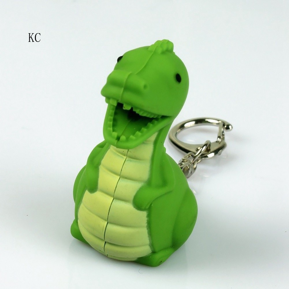 ❣Creative LED Light Sound Cute Dinosaur Keychain Pendant Decor Key Ring Ornament