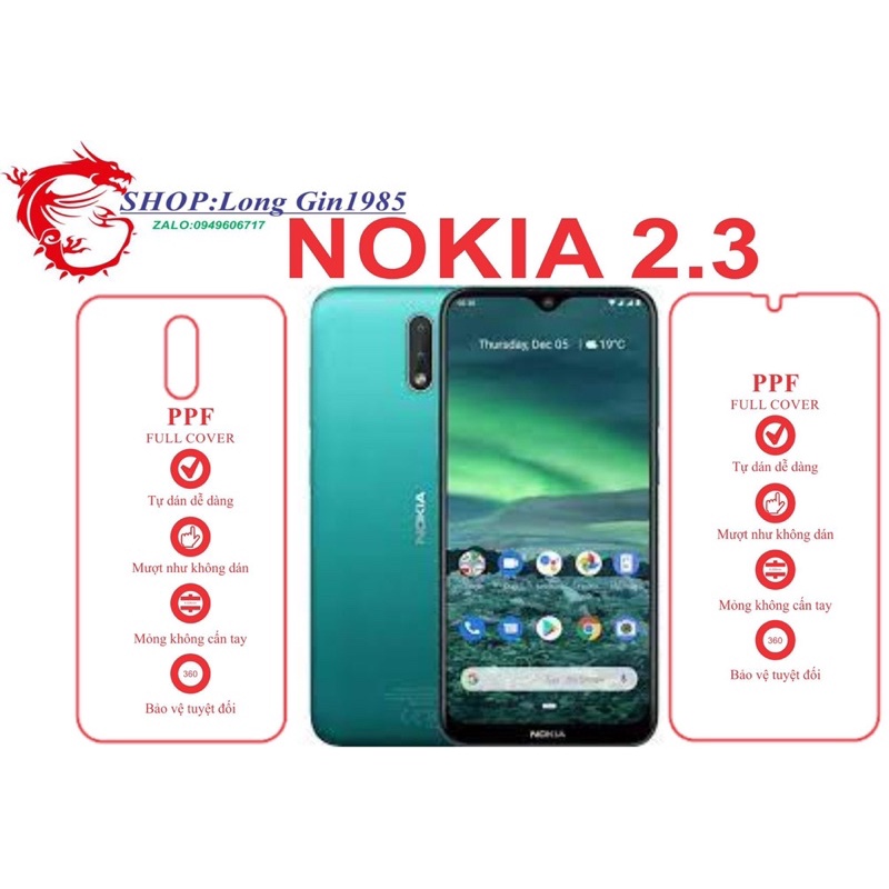 Nokia 2.3 miếng dán trong Ppf mặt sau và mặt trước chống va đập chống trầy xước