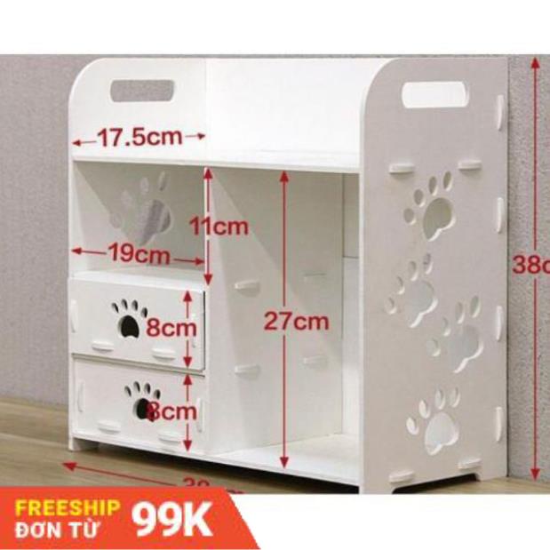 [HÀNG CHUẨN] KỆ GỖ ĐỂ ĐỒ TRANG ĐIỂM HOA VĂN CHÂN CÚN