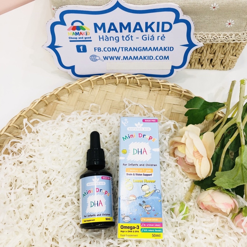 DHA Drops Natures Aid 50ml, cho bé từ 3 tháng tới 5 tuổi
