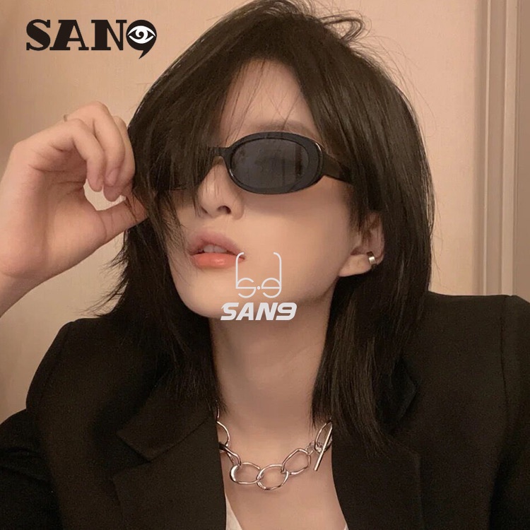 Kính mát kim loại chống nắng hình oval phong cách retro Hàn Quốc dành cho nữ