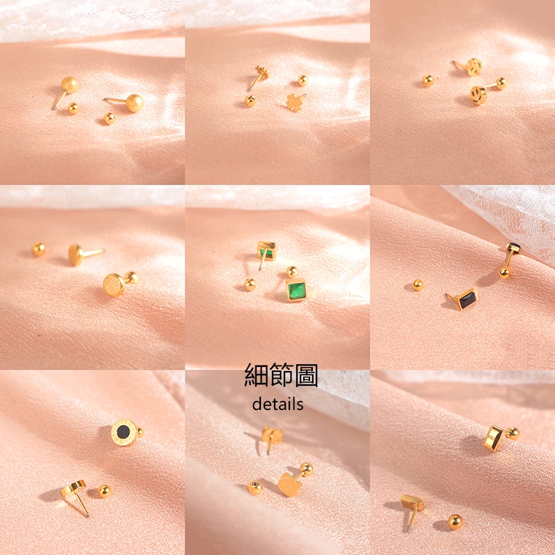 Bông Tai Mạ Vàng 18k Hình Cỏ Bốn Lá Bằng Thép Không Gỉ Cho Nữ , Bông tai Thép Titan nữ , khuyên tai titan không gỉ , Hoa tai titan