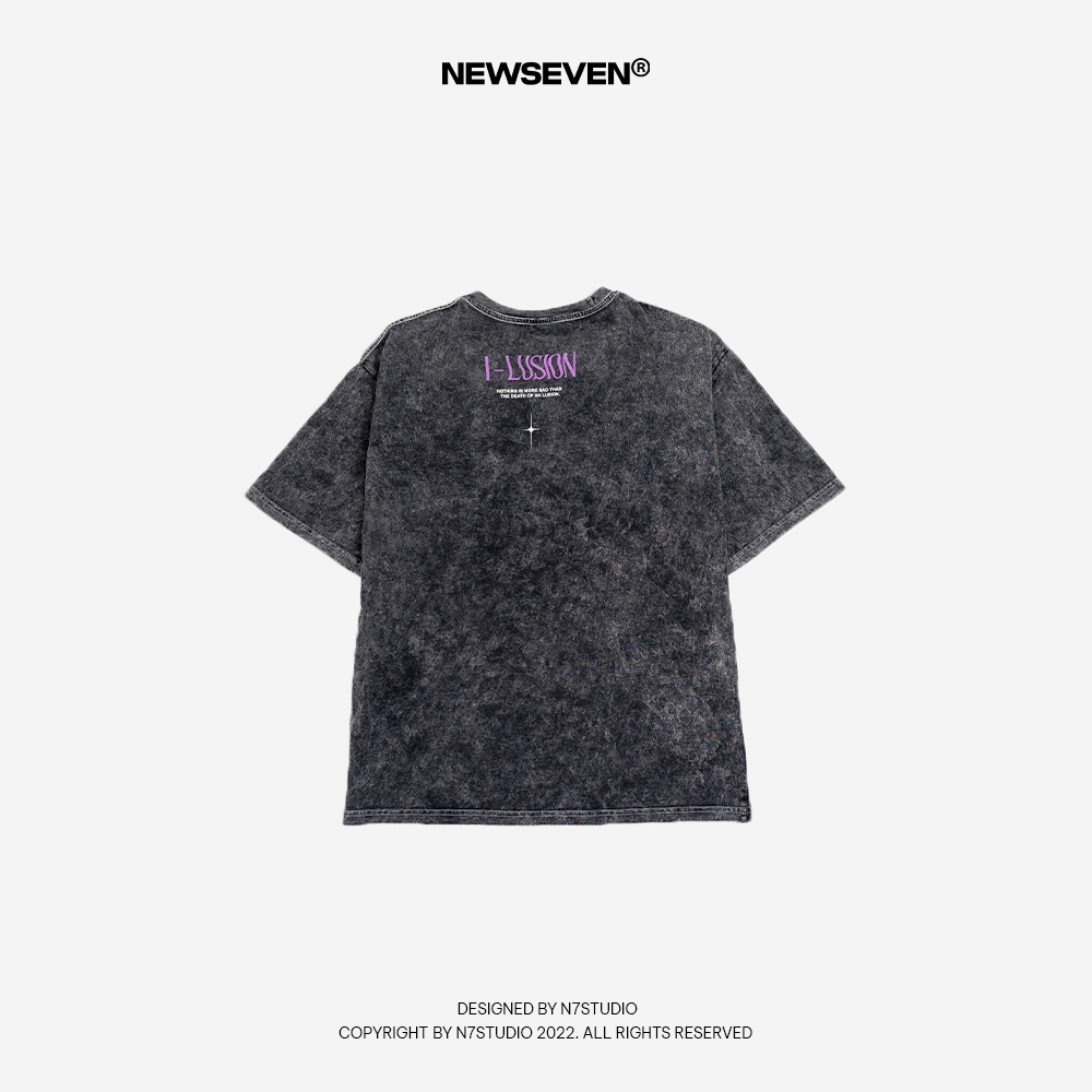 Áo Thun Wash unisex N7 Newseven ILLUSION phông tay lỡ nam nữ form rộng Local Brand