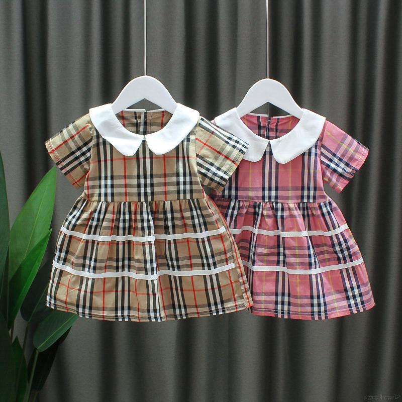 Summer Baby Girls All-match Plaid Dress 1-4 Years Old